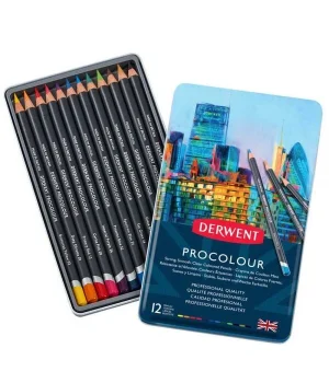 Derwent Procolour Kuru Boya Kalemi Seti 12li Teneke Kutu