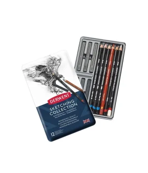 Derwent Sketching Collection Karakalem Eskiz Çizim Seti 12li Teneke Kutu