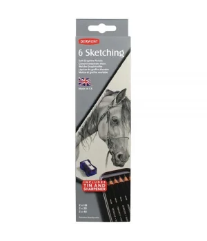 Derwent Sketching Pencils Karakalem Eskiz Çizim Kalemi Seti 6lı Teneke Kutu