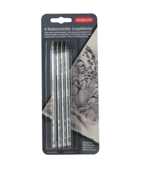 Derwent Watersoluble Graphitone Suda Çözünebilen Ağaçsız Grafit Kalem Seti 4lü Blister