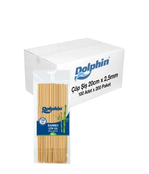 Dolphin Bambu Çöp Şiş 20cm x 2,5 mm 100lü x 200 Paket (Koli)