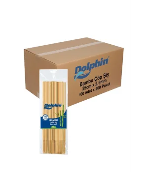 Dolphin Bambu Çöp Şiş 25cm x 2,5mm 100 Adet x 200 Paket (Koli)