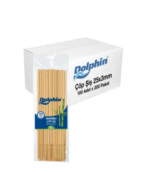 Dolphin Bambu Çöp Şiş 25cm x 3mm 100lü x 200 Paket (Koli)