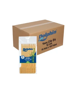 Dolphin Bambu Yassı Çöp Şiş 12 cm 50 Adet x 100 Paket (Koli)