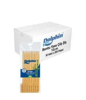 Dolphin Bambu Yassı Çöp Şiş 15 cm 50 Adet x 200 Paket (Koli)
