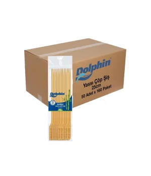 Dolphin Bambu Yassı Çöp Şiş 25 cm 50 Adet x 160 Paket (Koli)