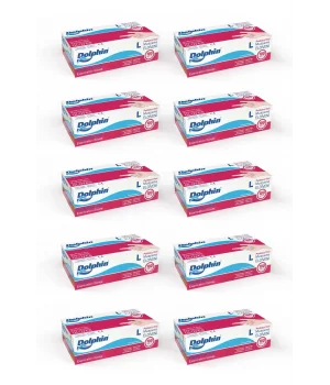 Dolphin Beyaz Vinil Eldiveni Pudrasız L 100 Adet x 10 Paket