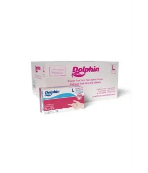 Dolphin Beyaz Vinil Eldiveni Pudrasız L 100 Adet x 20 Paket - Koli