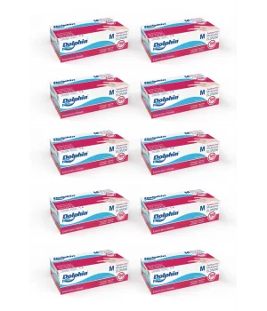 Dolphin Beyaz Vinil Eldiveni Pudrasız M 100 Adet x 10 Paket