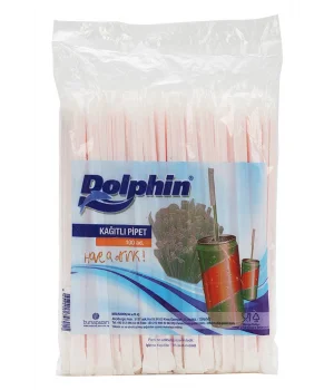 Dolphin Kağıt Sarıgılı Pipet 6 mm * 18 cm 100 Adet