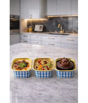 Dolphin Muffin Kare Mavi-Altın Kek Kapsülü 25 Adet