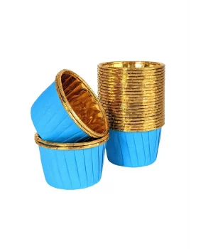 Roll-up Muffin Kek Kapsülü Mavi-Altın 25 Adet