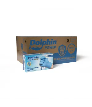 Dolphin Nitril Muayene Eldiveni Pudrasız Kalın Mavi S Beden 100 Adet x 20 Paket-Koli