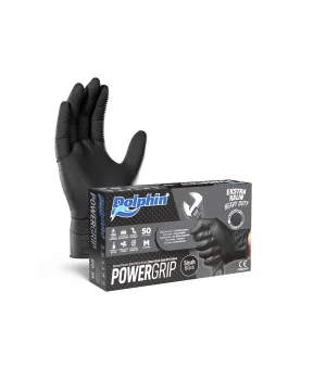 Dolphin PowerGrip Ekstra Kalın Siyah Nitril Eldiven Elmas Dokulu M 50 Adet