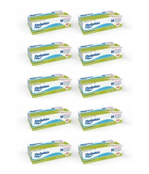 Dolphin Pudralı Lateks Muayene Eldiveni M Beden 100 Adet x 10 Paket - MDR