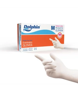Dolphin Pudrasız Lateks Muayene Eldiveni M Beden 100 Adet - MDR