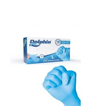 Dolphin Pudrasız Mavi Nitril Muayene Eldiveni L Beden | 1 Kutu - MDR