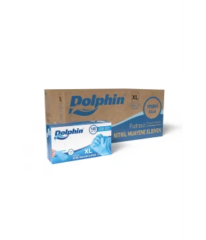 Dolphin Pudrasız Mavi Nitril Muayene Eldiveni XL Beden 100 Adet x 20 Paket - MDR - Koli