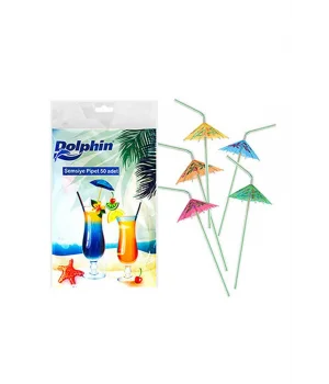 Dolphin Şemsiye Dekoratif Pipet 50 Adet