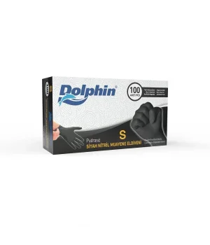 Dolphin Siyah Çok Amaçlı Nitril Muayene Eldiveni S Beden 100 Adet - MDR
