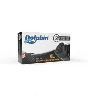 Dolphin Siyah Çok Amaçlı Nitril Muayene Eldiveni XL Beden 100 Adet - MDR