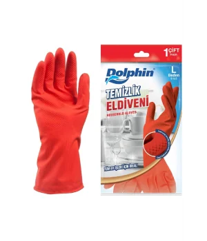 Dolphin Temizlik Eldiveni Kırmızı L 1 Çift