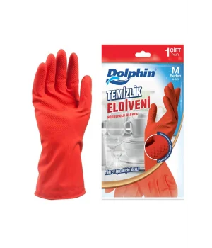 Dolphin Temizlik Eldiveni Kırmızı M 1 Çift