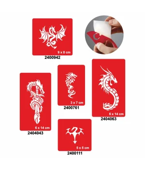 Dragonlar 5'li Set Geçici Dövme Kına Şablonu