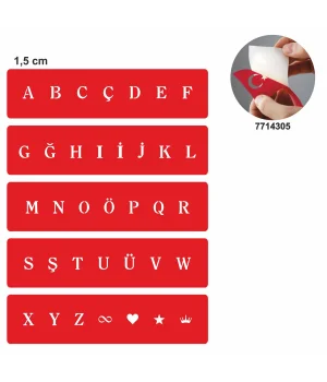 Düz Font Şerit Harf Seti Geçici Dövme Şablonu