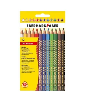 Eberhard Faber TRI Winner Kalın Üçgen Kuru Boya 12 Renk