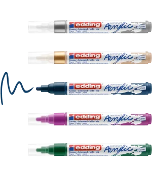 Edding 5100 Akrilik Boyama Markörü Seti 2-3 mm 5 RENK SET FESTIVE