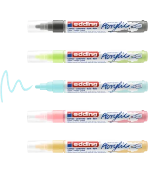 Edding 5100 Akrilik Boyama Markörü Seti 2-3 mm 5 RENK SET PASTEL