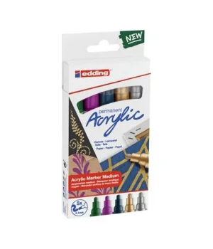 Edding E-5100 Akrilik Markör Orta Uçlu Festive 5Li Set