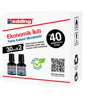 Edding Legamaster Tahta Kalemi Mürekkebi 100 ml. SİYAH x 2li Kutu