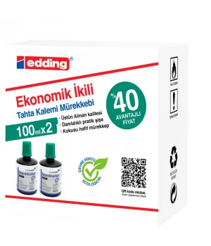 Edding Legamaster Tahta Kalemi Mürekkebi 100 ml. YEŞİL x 2li Kutu