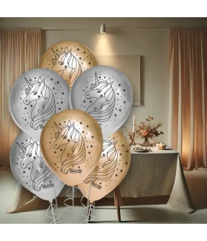 Elegant Unicorn Baskılı Metalik Balon 12