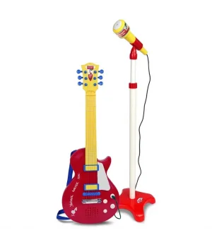 Elektronik Ayaklı Mikrofonlu Gitar Seti Kırmızı