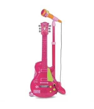 Elektronik Ayaklı Mikrofonlu Pembe Gitar