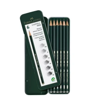 Faber Castell 9000 Dereceli Kalem Karakalem Eskiz Çizim Seti (HB,B,2B,4B,6B,8B)