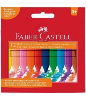 Faber Castell Grip Jumbo Crayon Kalın Silinebilir Mum Boya 12 Renk