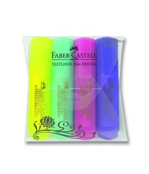Faber Castell Textliner 1546 Fosforlu Kalem Seti 4 Renk Pastel Renkler