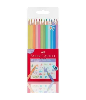 Faber Castell Üçgen Kuru Boya 12 Renk Pastel Renkler
