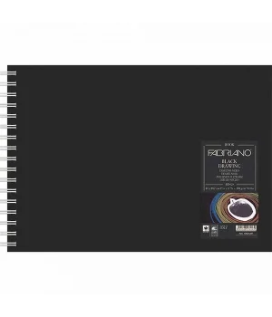Fabriano Blackbook Landscape Spiralli Eskiz Çizim Defteri Siyah Yaprak 190 gr. A4 40 yaprak