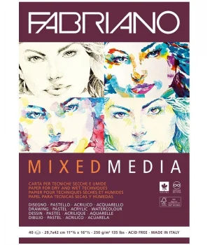 Fabriano Mixed Media Çok Amaçlı Karışık Teknik Eskiz Çizim Defteri 250 gr. A3 40 yaprak