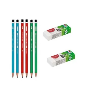 FC Kurşun Kalem 6 Adet + 2 Adet Silgi Set