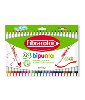Fibracolor Bipunta Kalın+İnce Çift Uçlu Keçeli Kalem 24 Renk