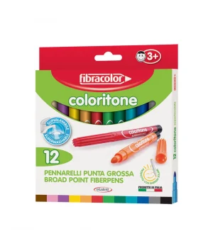 Fibracolor Coloritone Kalın Uçlu Keçeli Kalem 12 Renk