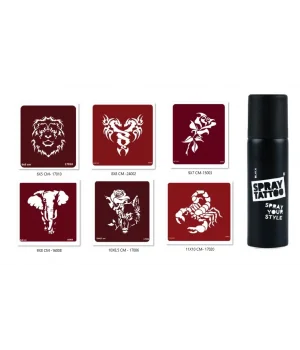 Fil Ve Gül Geçici Sprey Dövme Seti Spray Tatto