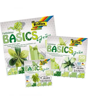Folia Origami Kağıdı 15x15 cm. 5 Desen 50 Yaprak Basic Yeşil