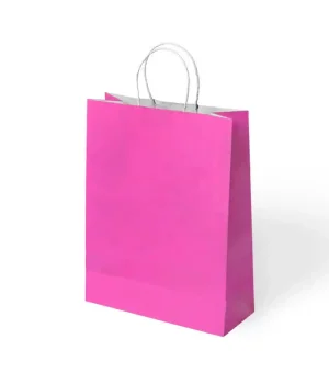 Fuşya Büküm Saplı Kraft Çanta 31x41cm